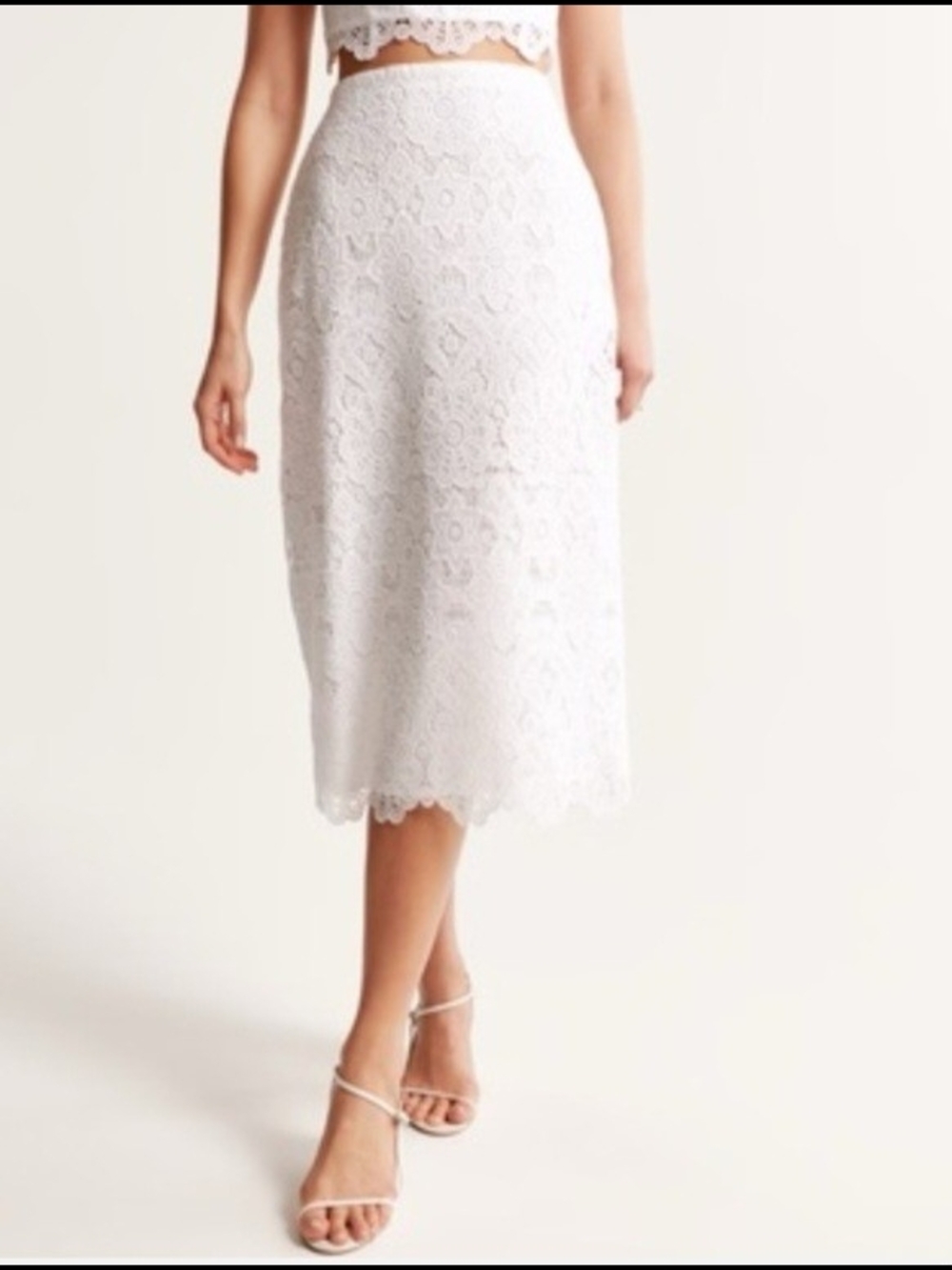 Abercrombie & Fitch White Lace Midi Skirt